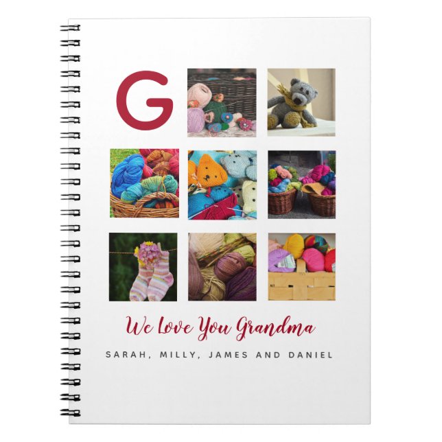 Grandmas Knitting Journal ADD Own Photos and Text Anteckningsbok (Framsidan)