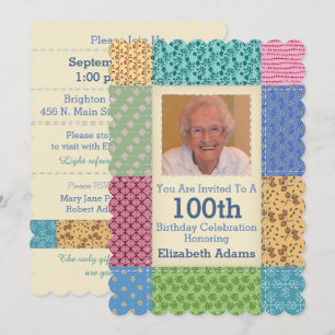 Grandmas Quilt Anpassningsbar Photo   Välj ditt år Inbjudningar