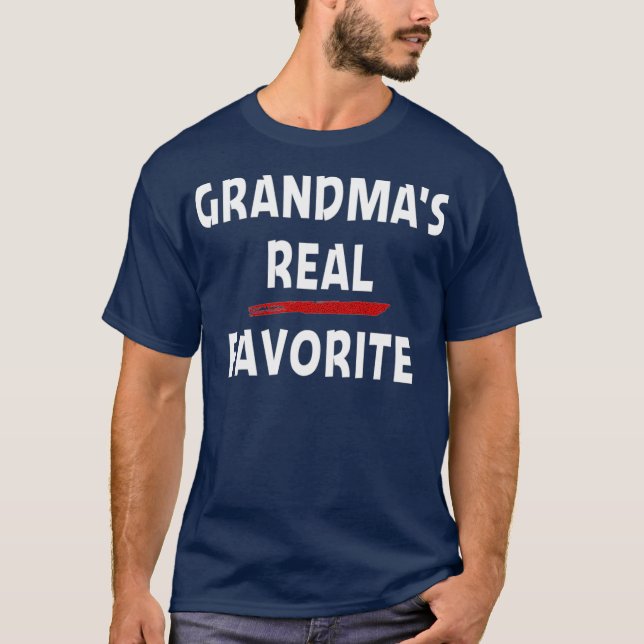 Grandmas Real Favorite Grandchild Funny Syskon T Shirt (Framsida)