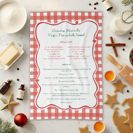 Grandmas Recipe Red Gingham Family Keepsake Kökshandduk