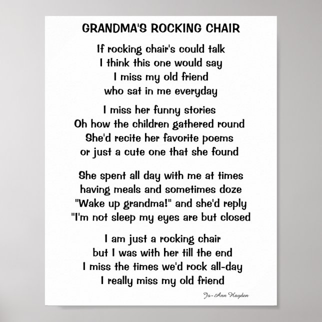GRANDMAS ROCKING CHAIR DIKT POSTER (Framsidan)