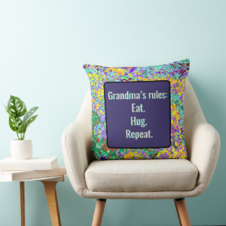 Grandma's Rules Throw Pillow Kudde