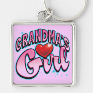 Grandmas tjej Keychain Fyrkantig Silverfärgad Nyckelring