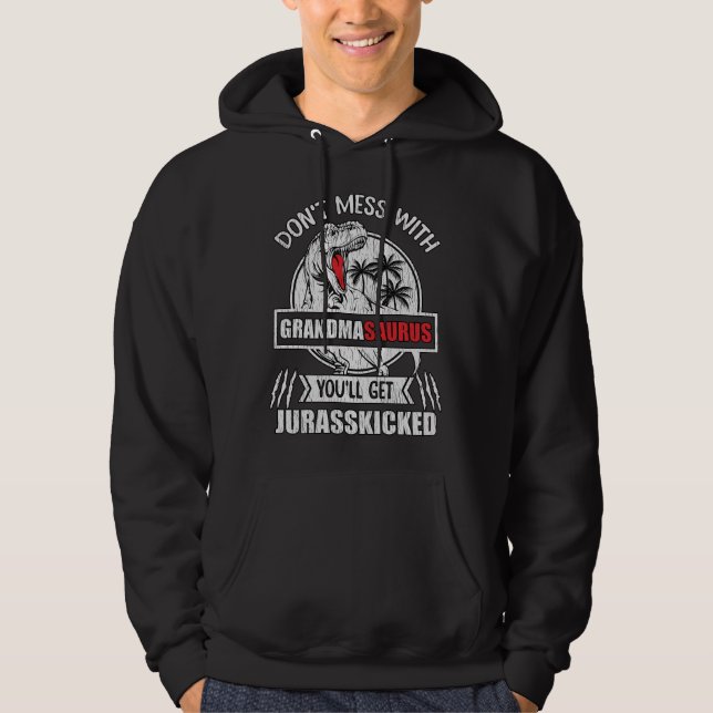 Grandmasaurus Dinosaur Mormor Mamma Presenten Hoodie (Framsida)