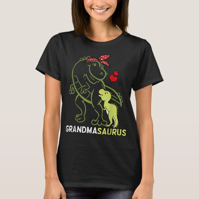 Grandmasaurus Grandma Dinosaur Baby Mors dag T Shirt (Framsida)