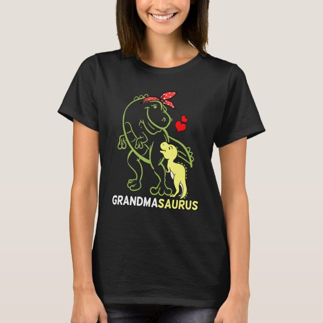 Grandmasaurus Grandma Dinosaur Baby T Shirt (Framsida)