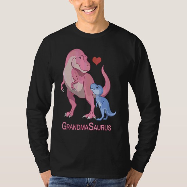 Grandmasaurus Grandmor & Pojke Rex Dinosaurs T Shirt (Framsida)