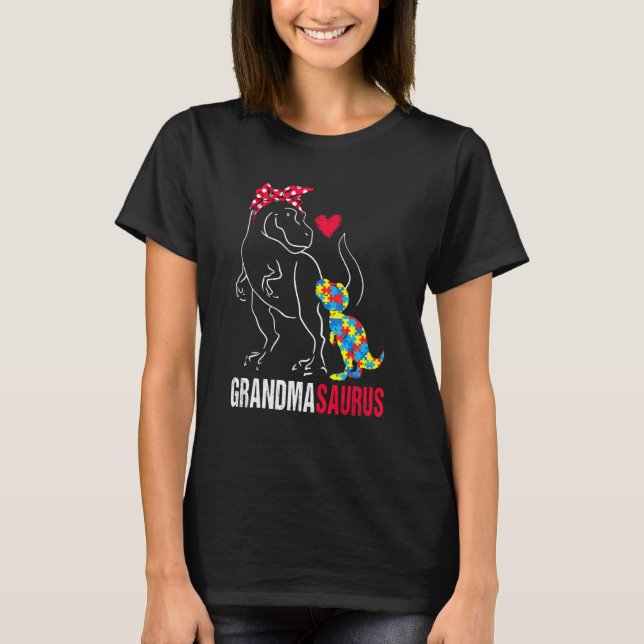 Grandmasaurus Rex Dinosaur Grandma Saurus Autism A T Shirt (Framsida)