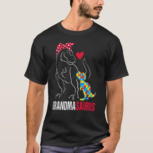 Grandmasaurus Rex Dinosaur Grandma Saurus Autism A T Shirt (Framsida)