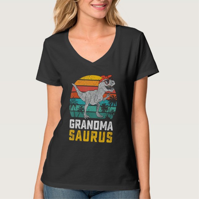 Grandmasaurus T Rex Dinosaur Grandma Saurus Family Shirt (Framsida)