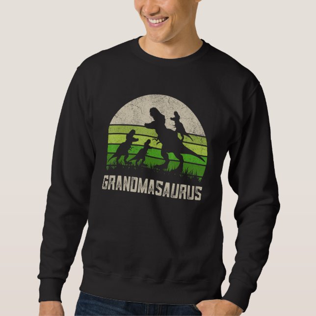 Grandmasaurus T Rex Mors dag Shirts, Dinosaur 3 Lång Ärmad Tröja (Framsida)