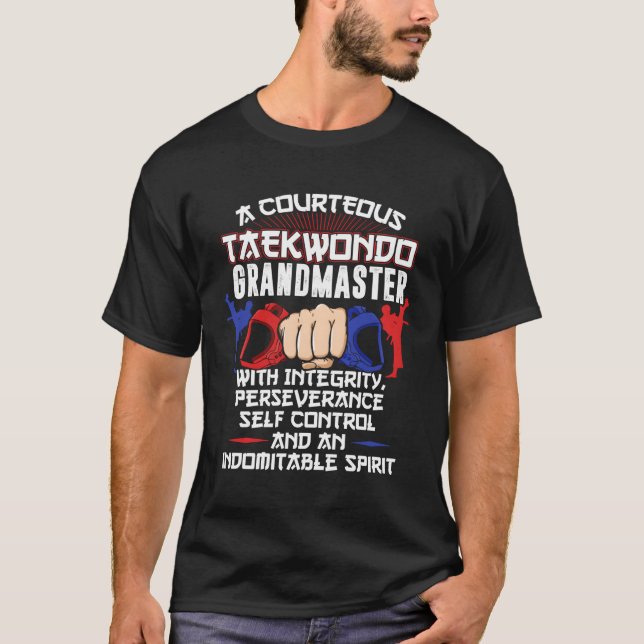 Grandmaster Taekwondo 5 Tenets Oath Bälte Level T Shirt (Framsida)