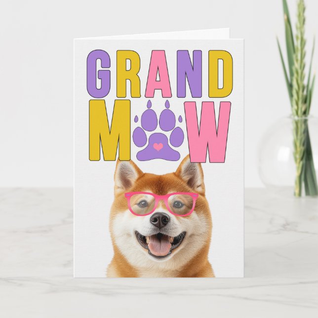 GrandMAW Akita Hund GrandDOG Grandföräldrar Day Helgkort (Framsida)