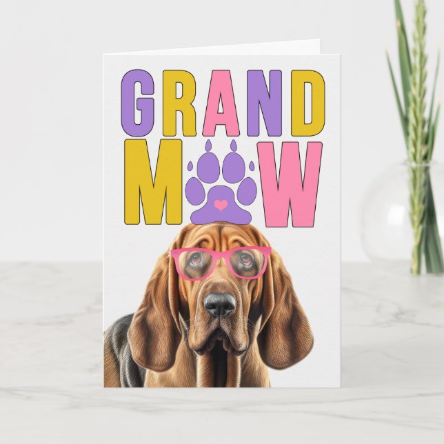 GrandMAW Bloodhound Hund Funny Grandparent Day Helgkort (Framsida)