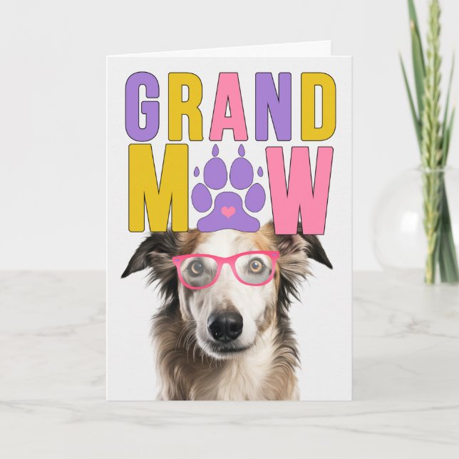 GrandMAW Borzoi Hund Funny Grandföräldrar Day Helgkort (Framsida)