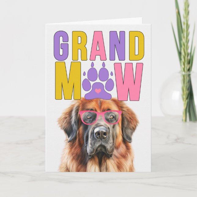 GrandMAW Leonberger Hund Funny Grandföräldrar Day Helgkort (Framsida)