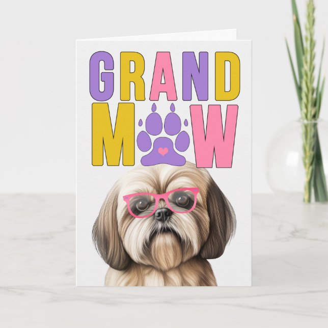 GrandMAW Lhasa Apso Hund Funny Grandföräldrar Day Helgkort (Framsida)