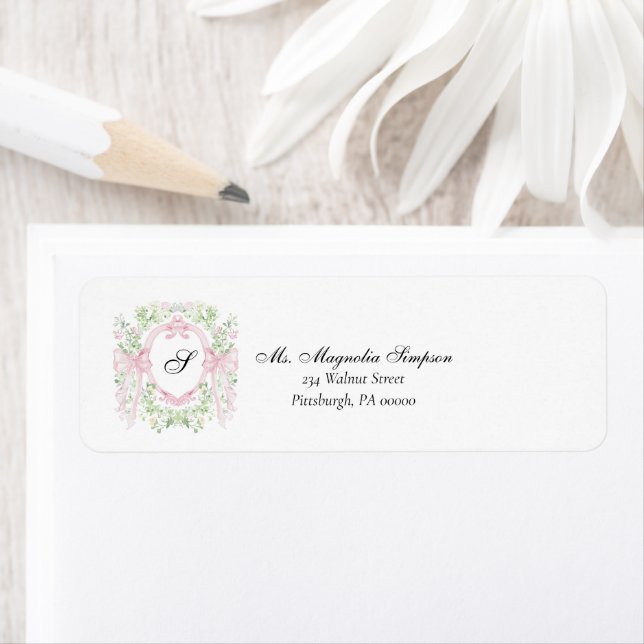 Grandmellenial Botanical Crest Baby Shower  Returadress Etikett (Insitu)