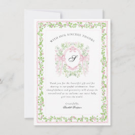 Grandmellinial Botanical Monogram Crest Thank You  Tack Kort