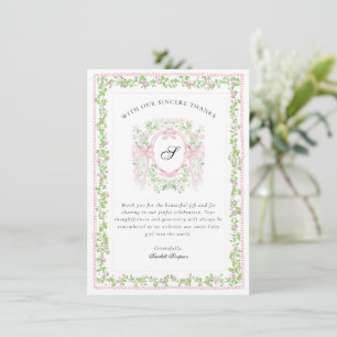 Grandmellinial Botaniskt Monogram Tacksamhetsmärke Tack Kort