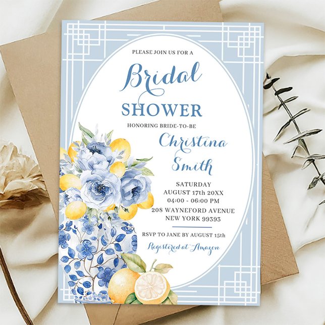 Grandmilenial Lemon Ginger Burk Porcelain Möhippa Inbjudningar (Skapare uppladdad)