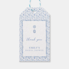 Grandmillenial Blue Chinoiserie Bridal Shower  Presentetikett