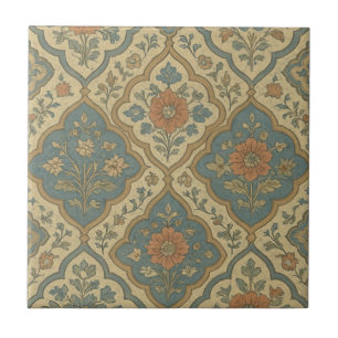 Grandmillenial Blue Orange Moroccan-Blommigten Kakelplatta
