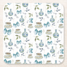 Grandmillenial Bow Watercolor Blommigt Underlägg