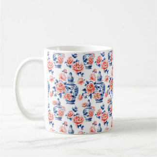 Grandmillenial Chinoiserie Ginger Burk Rosa Peonie Kaffemugg