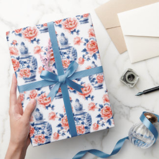 Grandmillenial Chinoiserie Ginger Burk Rosa Peonie Presentpapper