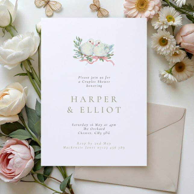 Grandmillenial Love Birds Couples Shower Inbjudningar (Skapare uppladdad)