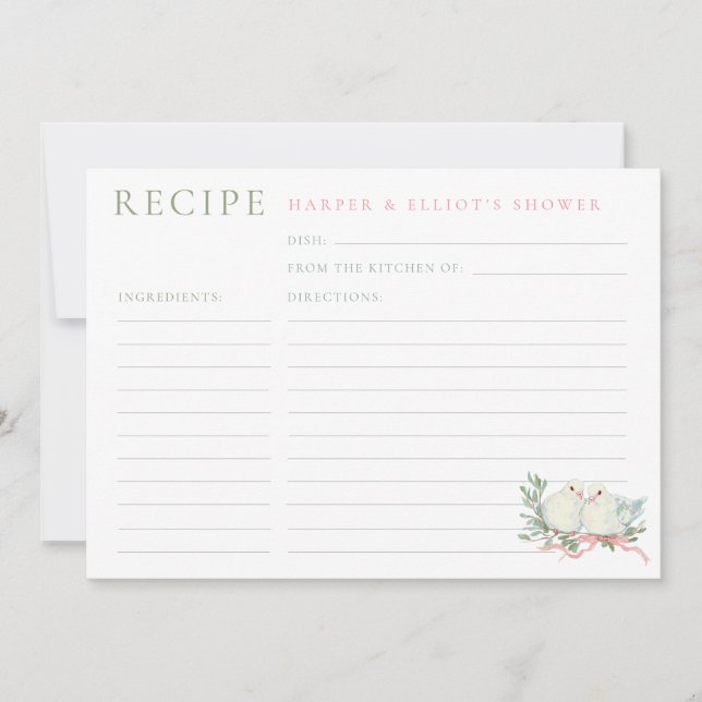 Grandmillenial Love Birds Shower Recipe Card Inbjudningar (Framsida)