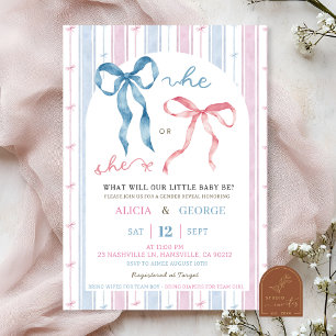 Grandmillenial Preppy Bow Gender Reveal Inbjudningar