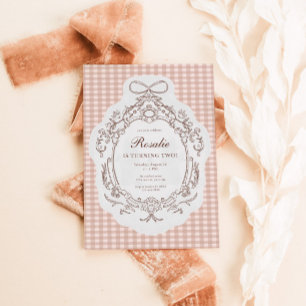 Grandmillenial Preppy Vintage Blommigt Birthday Inbjudningar