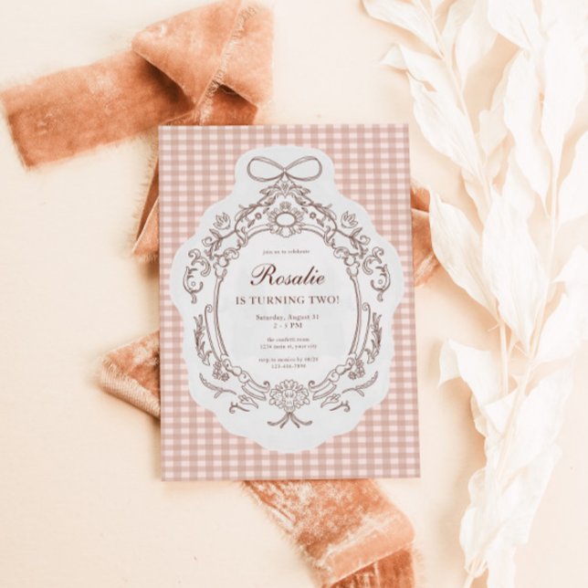 Grandmillenial Preppy Vintage Blommigt Birthday Inbjudningar (Preppy Vintage Floral Birthday Invite)