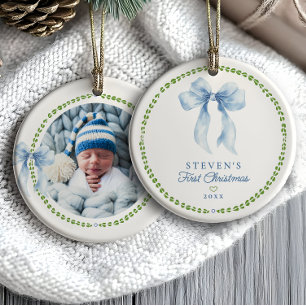 Grandmilleniala bågar Babys första julfoto Julgransprydnad Keramik