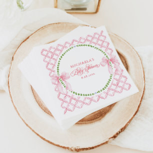 Grandmillennial Akvarell Blommig Babyshower med Sl Pappersservett