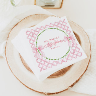 Grandmillennial Akvarell Blommig Babyshower med Sl Pappersservett