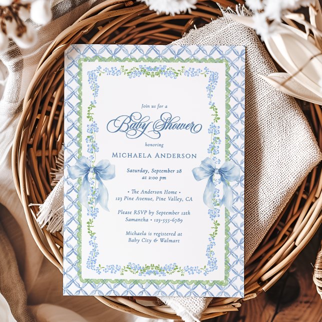 Grandmillennial Akvarell Blommig Båge Bebisens För Inbjudningar (Skapare uppladdad)