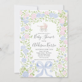 Grandmillennial baby carriage shower invitation inbjudningar
