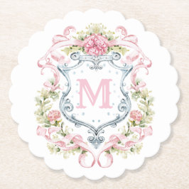 Grandmillennial Blommig Monogram Krön | Bröllop  Underlägg Papper