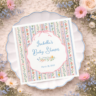 Grandmillennial blomster baby shower pappersservet pappersservett