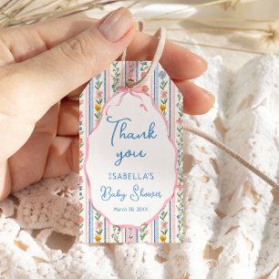 Grandmillennial blomster baby shower tackkort presentetikett