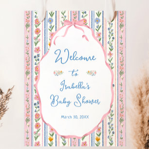Grandmillennial blomster baby shower välkomst  poster