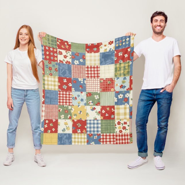Grandmillennial blomster mönster fleecefilt (På plats)