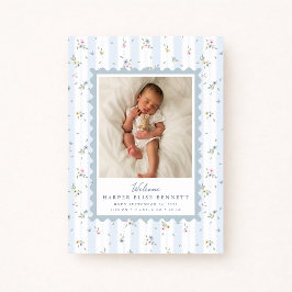 Grandmillennial Blue Birth Announcement Photo Card Inbjudningar