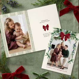 Grandmillennial Botanisk Bow Familjefoto Helgkort