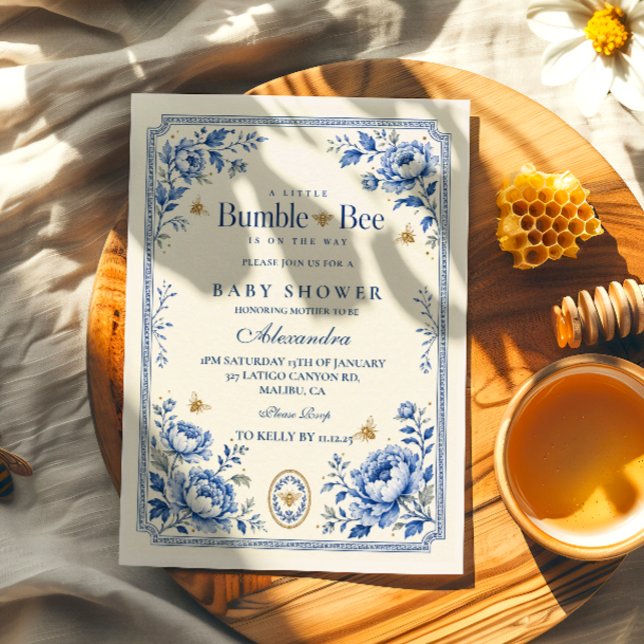 Grandmillennial Bumble Bee Babyshower Inbjudningar (Skapare uppladdad)