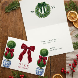 Grandmillennial Chinoiserie Topiary Deck The Halls Helgkort