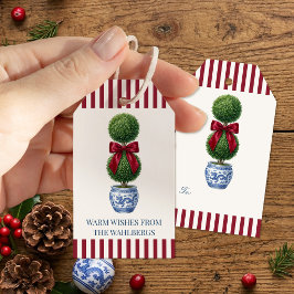 Grandmillennial Chinoiserie Topiary Röd Presentetikett